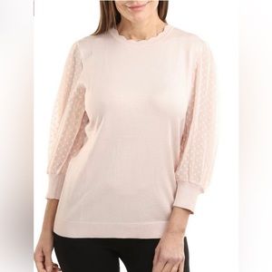 Adrianna Papell Scallop Edge Neck Sweater NWT